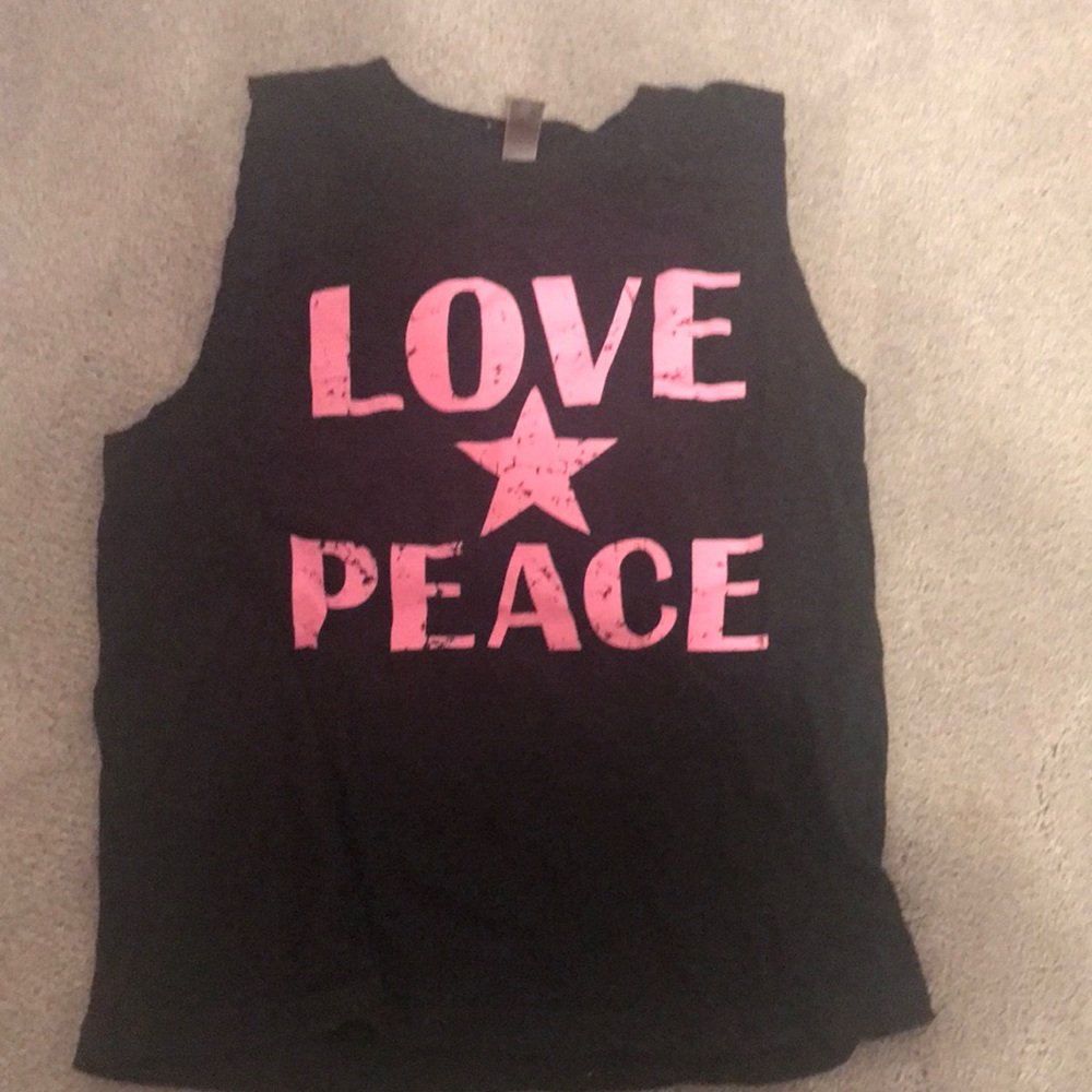Next Level- “Love and Peace” Neon Pink Tank